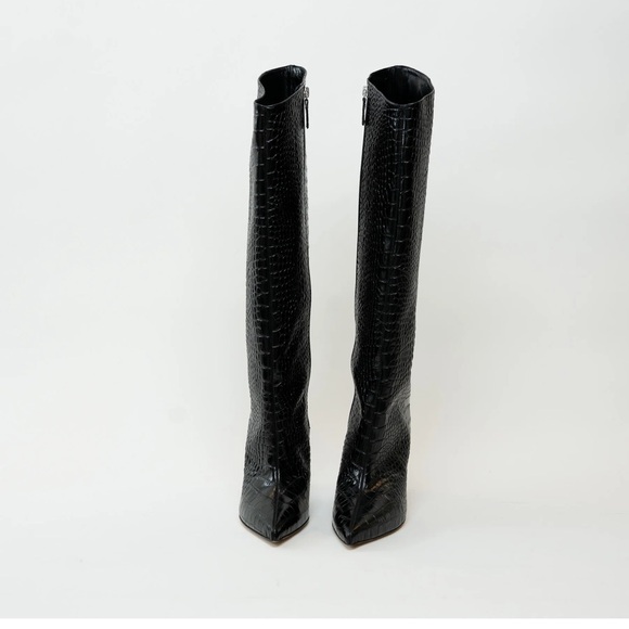 Alexander Vautier black croc embossed stilletto boot - Picture 4 of 11